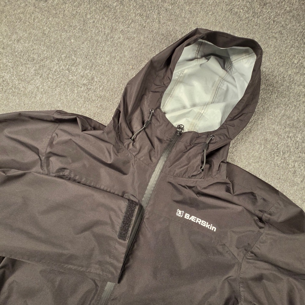 Baerskin Rain Jacket Mens Medium Hooded Full Zip Waterproof Shell Outdoor EUC